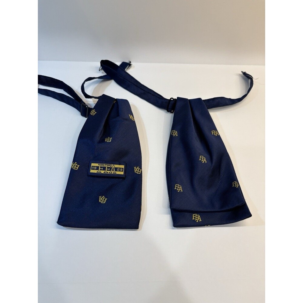 Set Of Two (2) FFA Neckties Navy Blue Authentic Waterfall Scarf Tie Embroidered